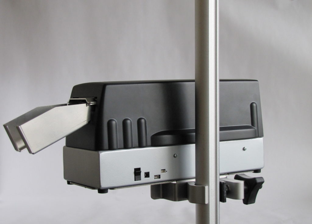 Microcom 238B Battery Powered Desktop Thermal Printer Mounted on a Pole